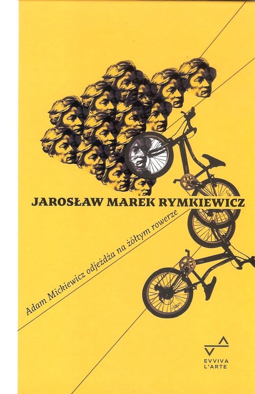 Adam Mickiewicz odjeżdża na żółtym rowerze