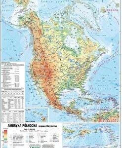 Ameryka PN 1:18 000 000 mapa pol.i fiz. ścienna