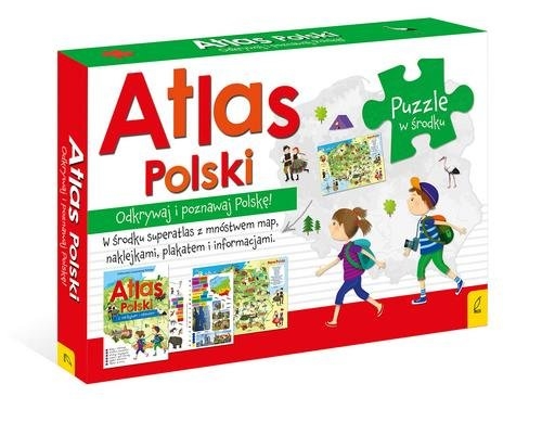 Atlas Polski - Atlas+Plakat z mapą+Puzzle
