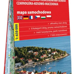 Chorwacja Słowenia, Bośnia i Hercegowina, Serbia, Czarnogóra, Kosowo, Macedonia samochodowa mapa 1:650 000