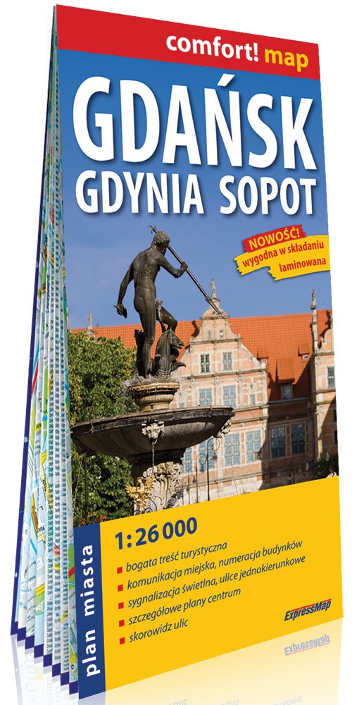 Gdańsk, Gdynia, Sopot laminowany plan miasta 1:26 000