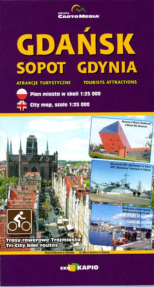 Gdańsk Sopot Gdynia plan miasta 1:25 000. Atrakcje turystyczne