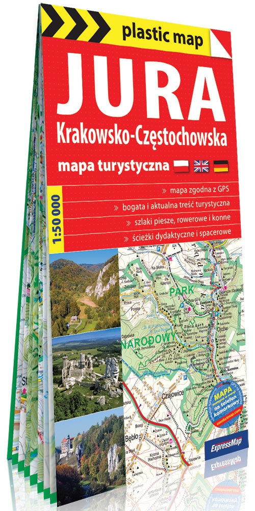 Jura Krakowsko-Częstochowska; foliowana mapa turystyczna 1:50 000