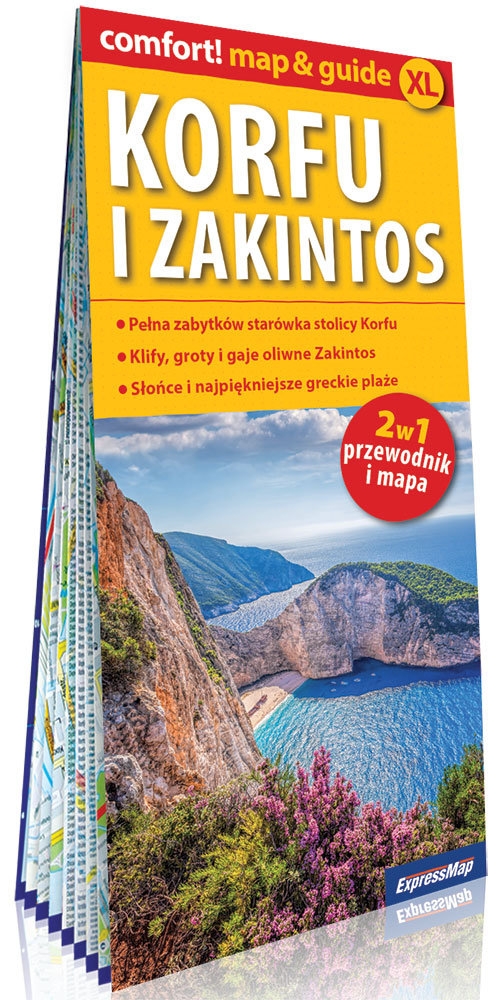 Korfu i Zakintos laminowany map&guide XL (2w1: przewodnik i mapa). 2w1: przewodnik i mapa