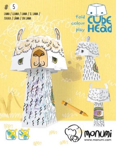 Lama. Cube head. Złóż i pokoloruj