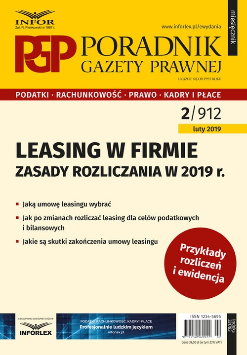 Leasing w firmie Zasady rozliczania w 2019 r. Poradnik Gazety Prawnej 2/2019