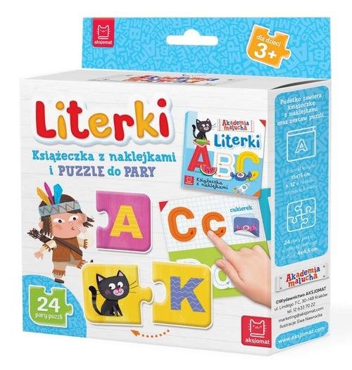 Literki Książeczka z naklejkami i puzzle do pary