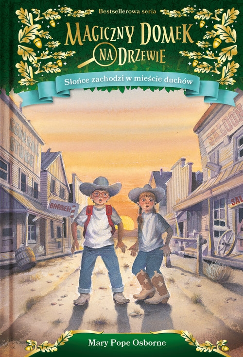 Magiczny domek na drzewie Słońce zachodzi w mieście duchów