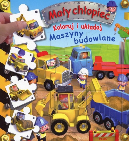 Mały chłopiec Koloruj i układaj Maszyny budowlane