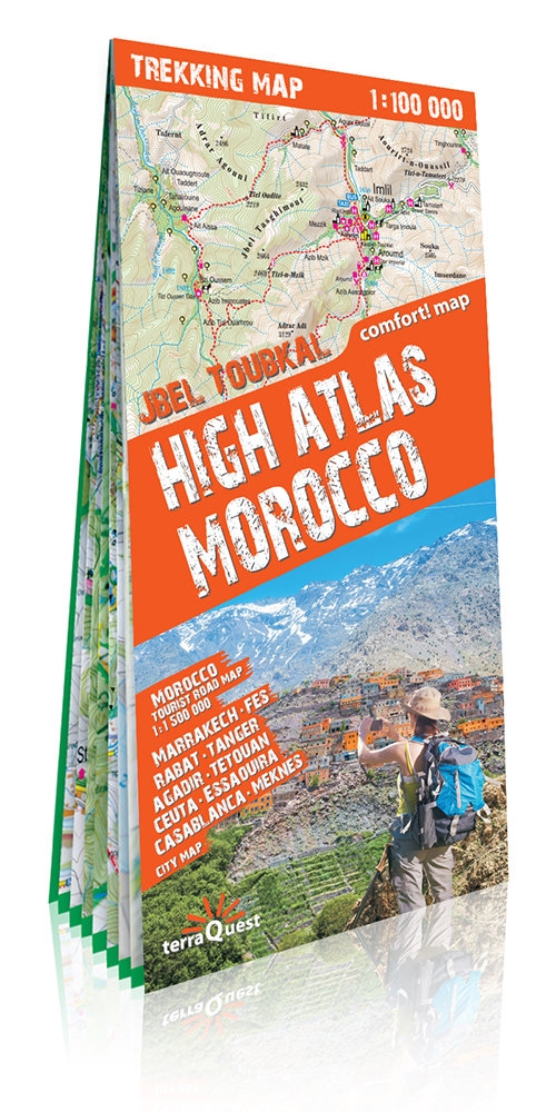 Maroko Atlas Wysoki (High Atlas Maroko) trekking map. 1:100 000