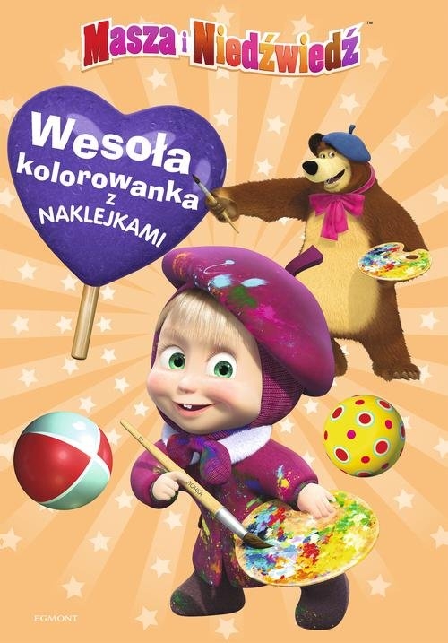 Masza i Niedźwiedź Wesoła kolorowanka z naklejkami