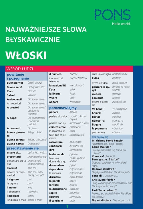 Najważniejsze słowa błyskawicznie Włoski