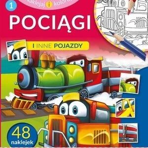 Naklejaj i koloruj. Pociągi i inne pojazdy