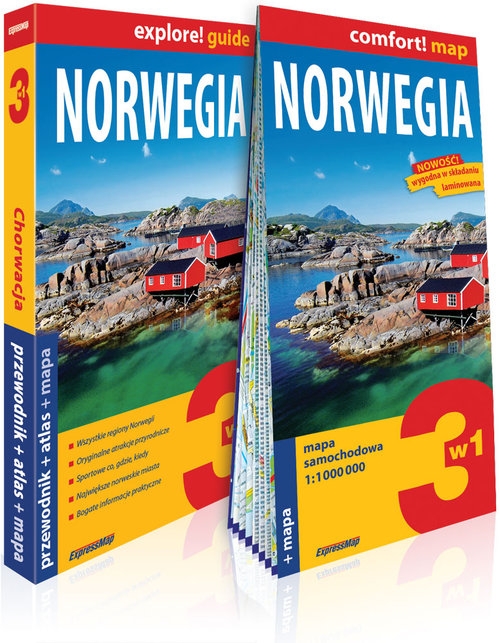 Norwegia 3w1: przewodnik + atlas + mapa