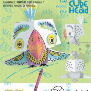 Papuga. Cube head. Złóż i pokoloruj