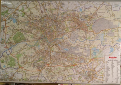 PLAN MIASTA KRAKÓW MAPA ŚCIENNA 1:26 000