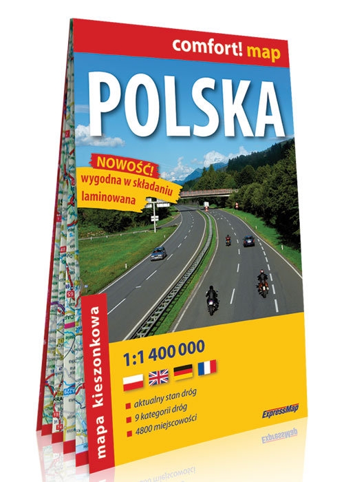 Polska kieszonkowa laminowana mapa samochodowa 1:1 400 000