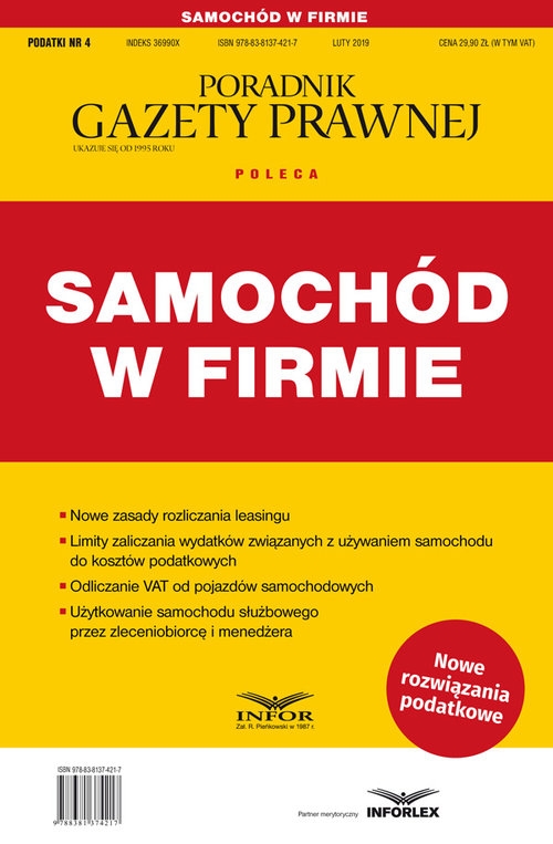 Samochód w firmie. Podatki 4/2019