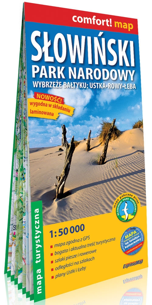 Słowiński Park Narodowy Wybrzeże Bałtyku Ustka, Rowy, Łeba laminowana mapa turystyczna 1:50 000