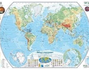 Świat 1:55 000 000 mapa pol. i fiz. ścienna PIĘTKA