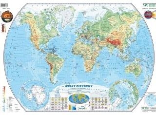 Świat 1:55 000 000 mapa pol. i fiz. ścienna PIĘTKA