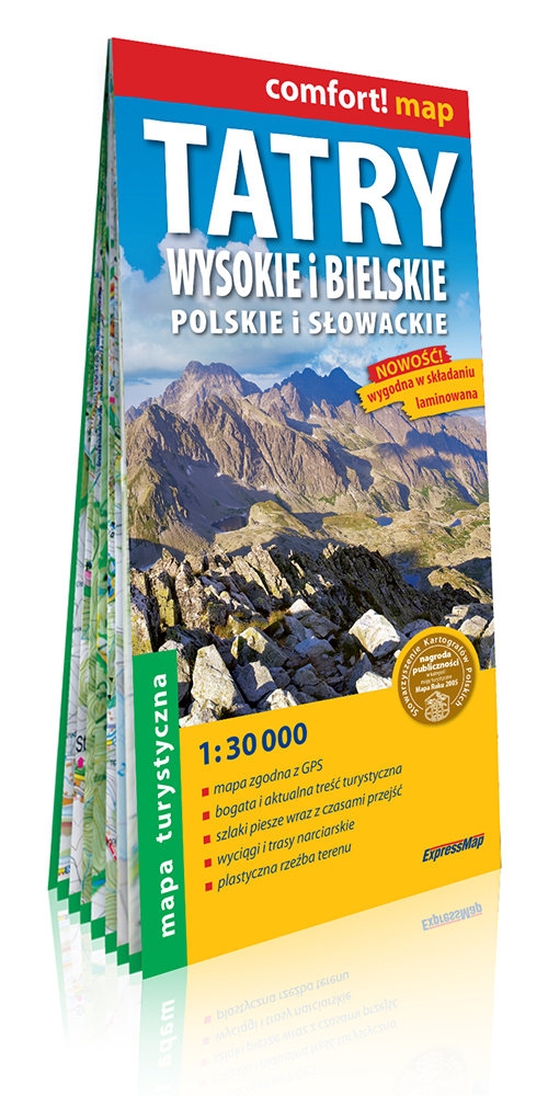 Tatry Wysokie i Bielskie polskie i słowackie; laminowana mapa turystyczna 1:30 000