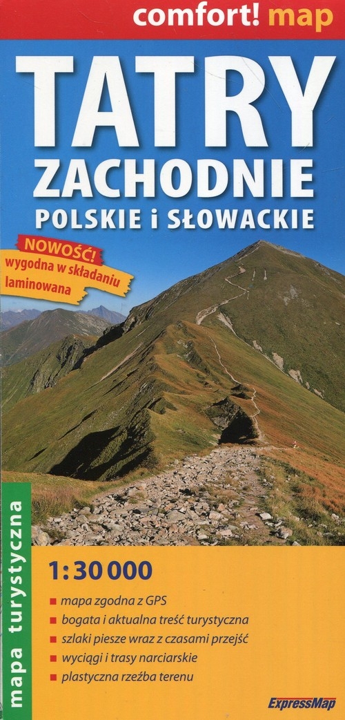 Tatry Zachodnie polskie i słowackie mapa turystyczna 1:30 000