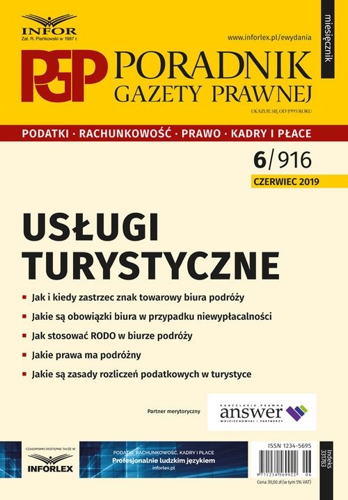 Usługi turystyczne. Poradnik Gazety Prawnej 6/2019