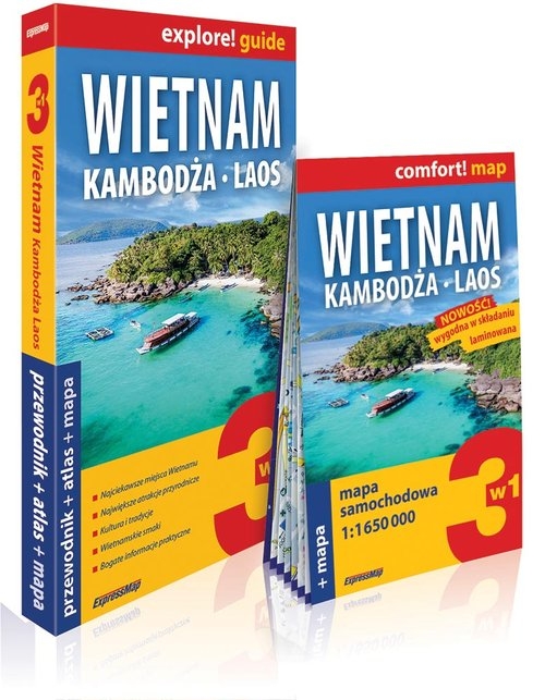 Wietnam, Kambodża, Laos 3w1: przewodnik + atlas + mapa. explore! guide
