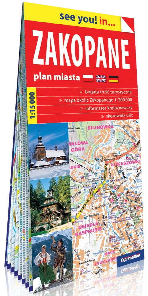 Zakopane i okolice papierowy plan miasta 1:15 000