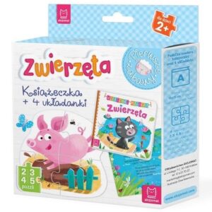 Zwierzęta Książeczka i cztery układanki Puzzle dla malucha