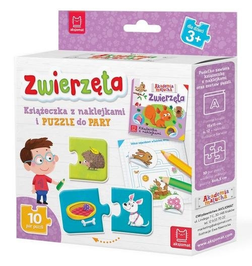 Zwierzęta Książeczka z naklejkami i puzzle do pary