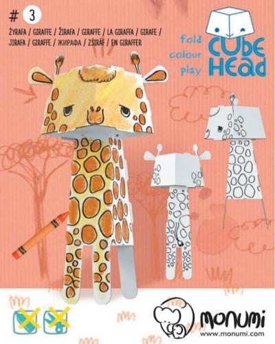 Żyrafa. Cube head. Złóż i pokoloruj